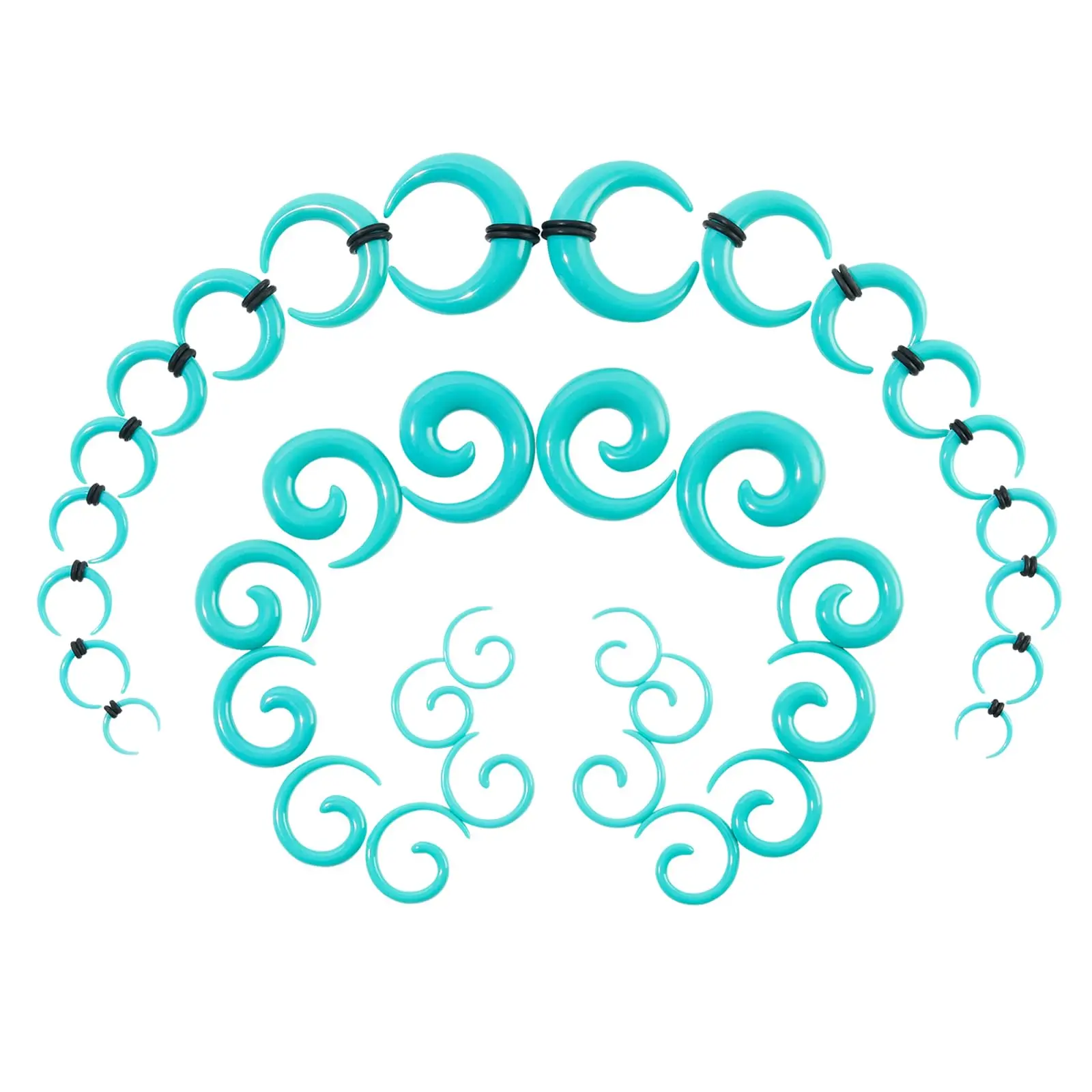 2PCS Septum Tapers Acrylic Pincher Kit C Shape Buffalo Gauges Stretching Expander Rings for Nose and Ear Color: Clear/Blue