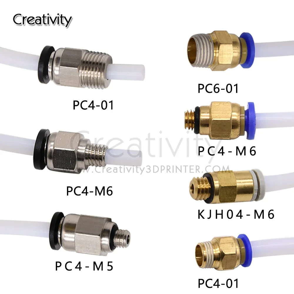 창의력 3D PC4-M6 PC4-M5 PC4-01 PC6-01 공압 스트레이트 커넥터 부품 보어 4mm PTFE 튜브 필라멘트 M6 피드 피팅 커플러 