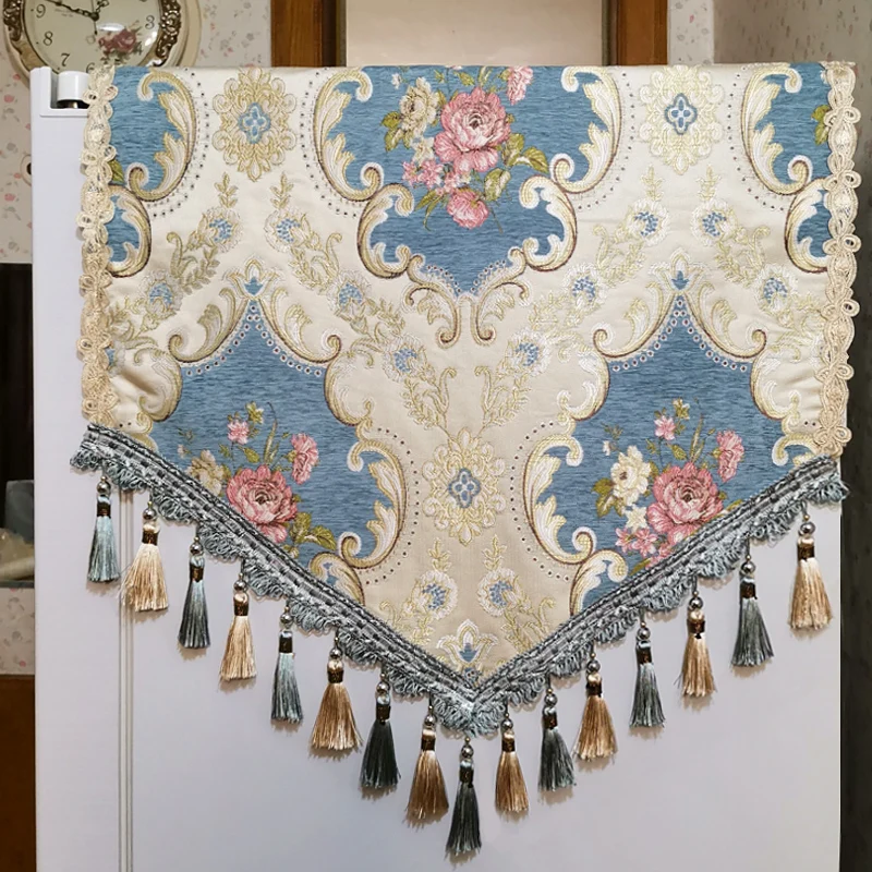 

Refrigerator cover European light luxury chenille thickened double door cover cloth table flag washing machine cover towel