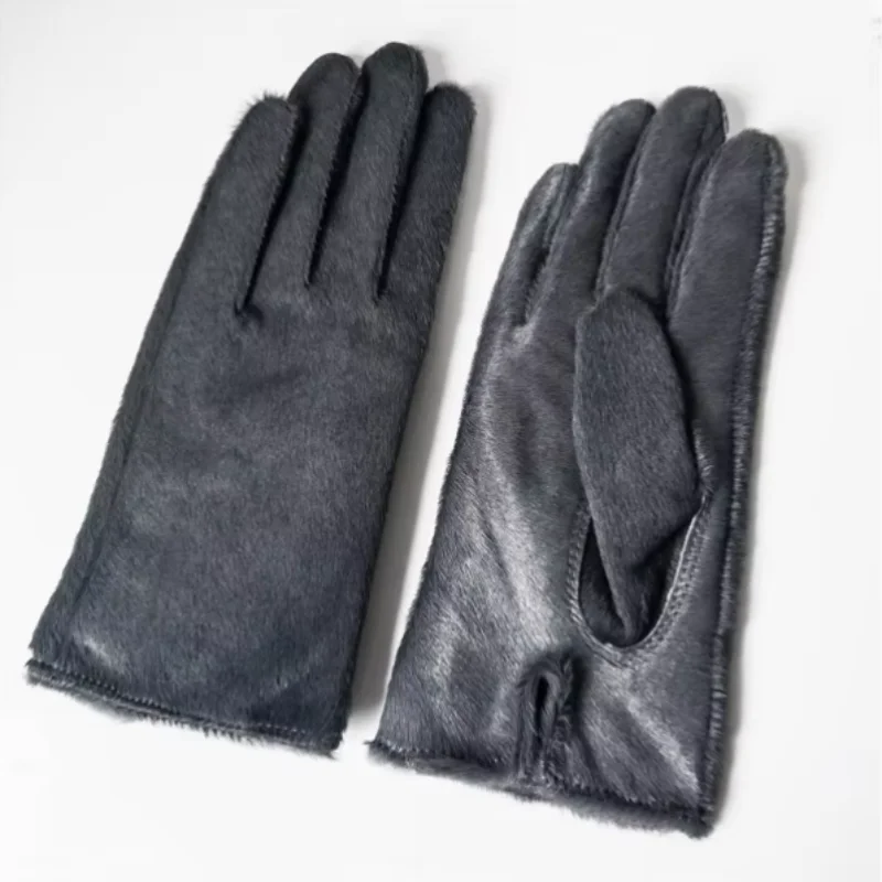Genuine Leather Touch Screen Gloves Women Camel Straight Style Pure Sheepskin Glove Driving Ladies