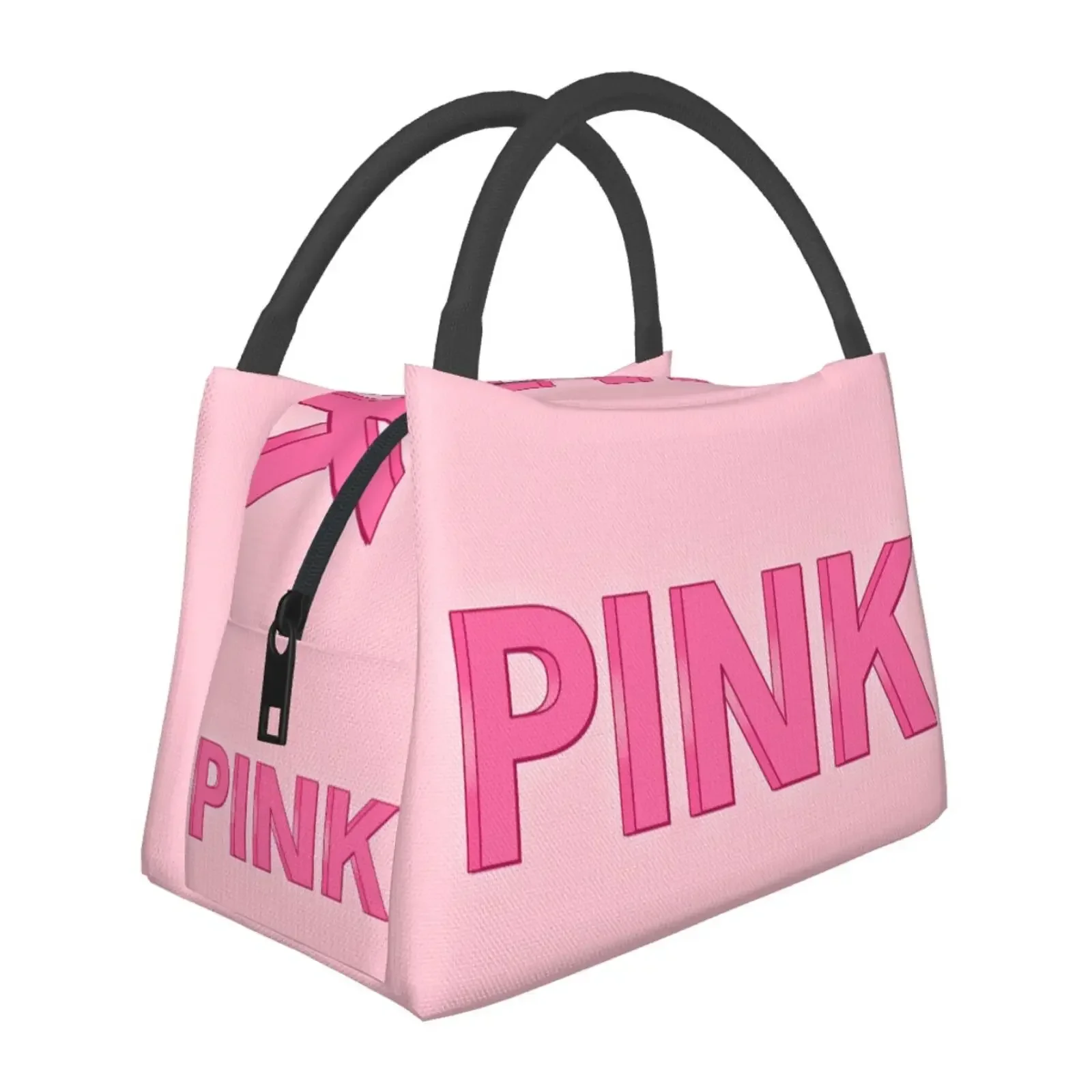 3D Print Pink Insulated Lunch Bag Food Bag Women Lunch Bag Picnic Office