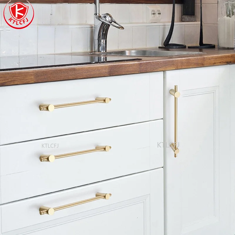 

Furniture Handle Hardware Modern Golden Cabinet Glass Door Handles Drawer Pulls Adjust The Pitch Luxury Solid Brass Long Handle