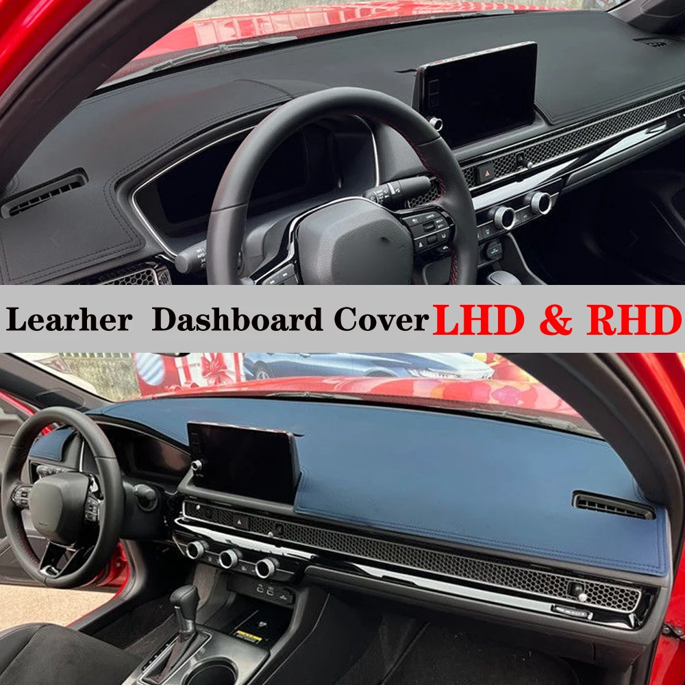 Dashboard Dash Mat Cover Leather Pad Sunshade Anti-UV Accessories For Honda Civic 2021 2022 2023 2024 11th FE1 FE2 FE4 FL1 FL2