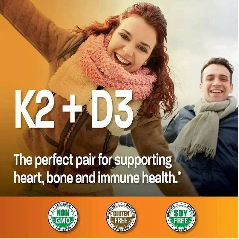 Organische vitamine K2 (MK-7) 900 mg +D3 5000 IE 2-in-1 ondersteuningssupplement - Efficiënte absorptie - Algemene immuniteitsgezondheid