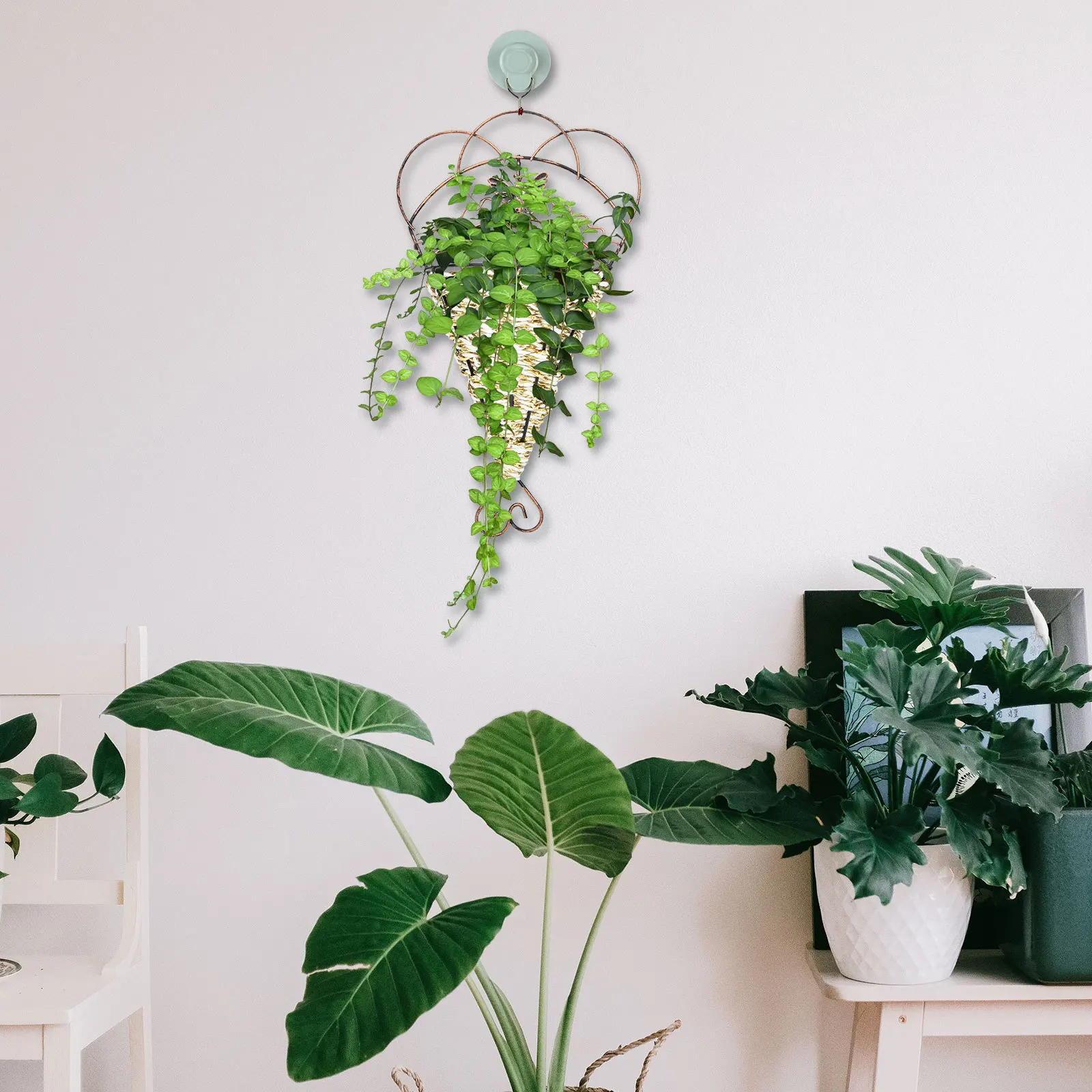 

2pcs Iron Wall-Mounted Hanging Basket For Flower Storage Indoor Garden Dried Flower Holder Plants Organizing Sundries Basket