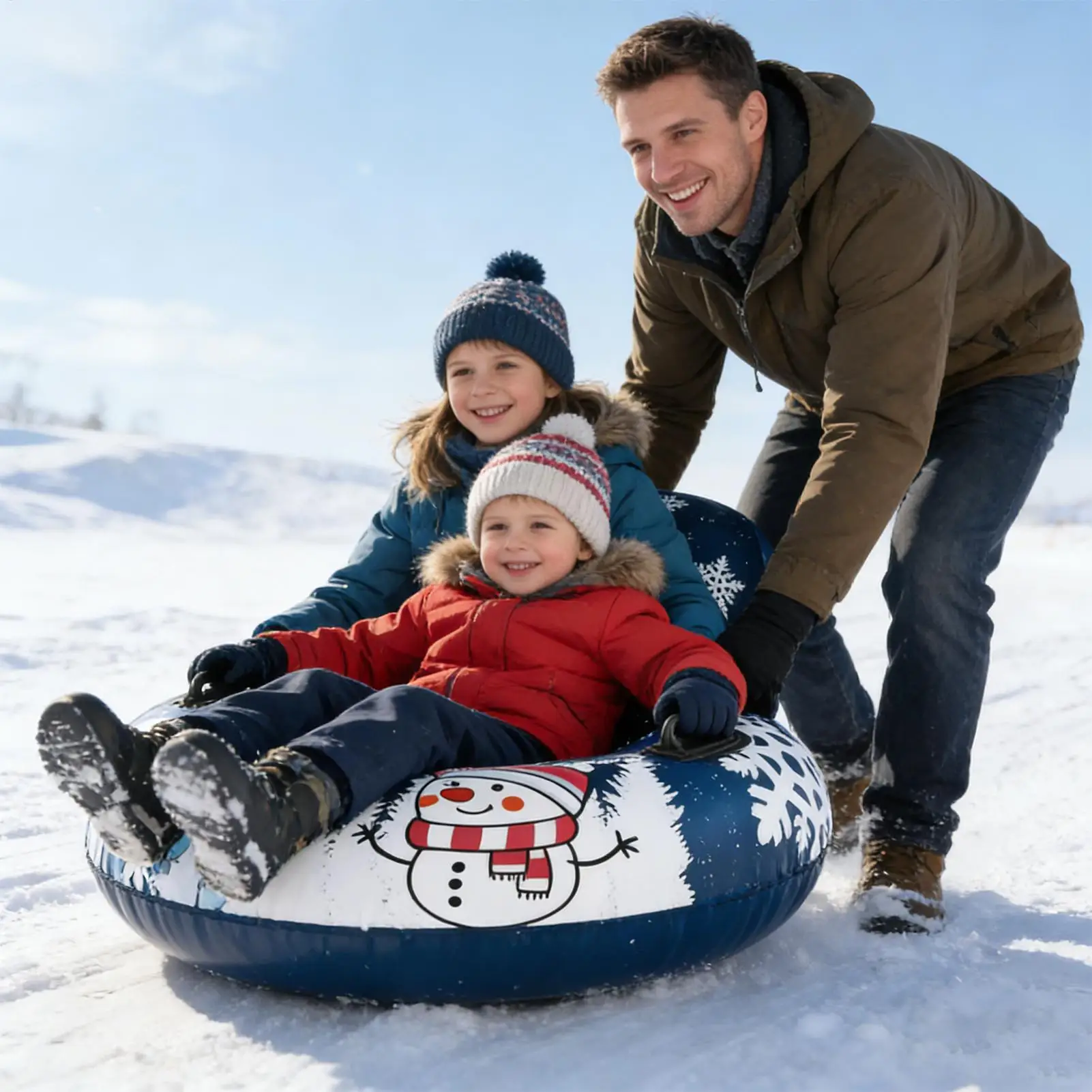 

Inflatable Snow Tube Blow Up Tube Ring With Handle Winter Sledding Ring For Outdoor Winter Driveway Walkway Pool Gathering Party