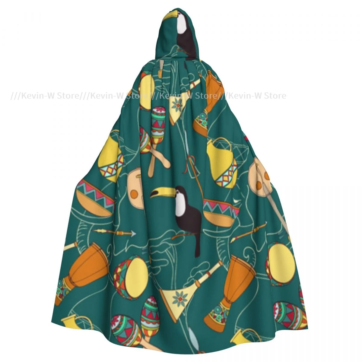 Adult Cloak Cape Hooded African Pattern Medieval Costume Witch Wicca Vampire Elf Purim Carnival Party