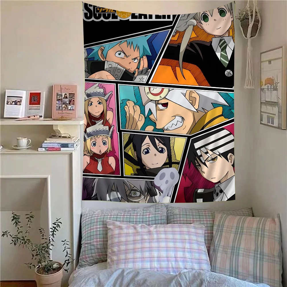 Classic Anime Soul Eater Anime Tapestry Hanging Tarot Hippie Wall Rugs Dorm Home Decor