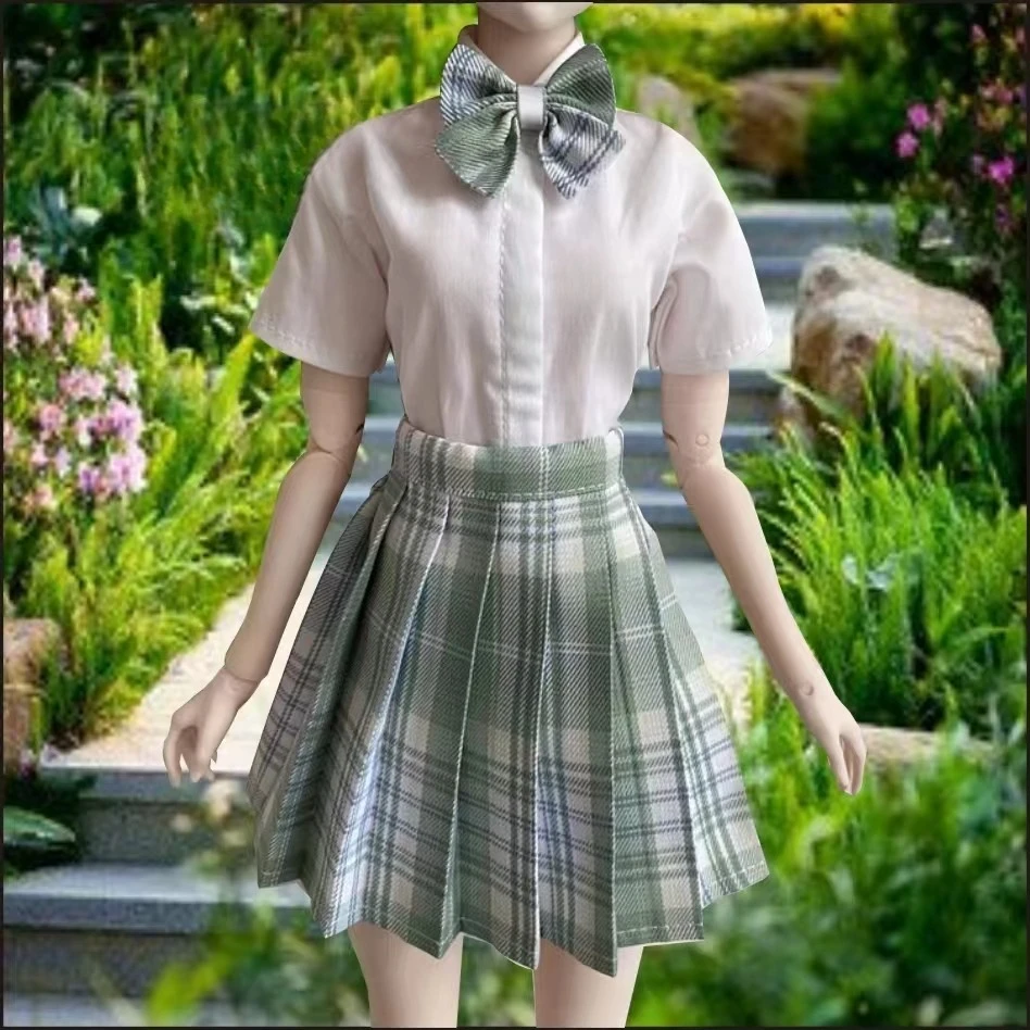 1/3 1/4 1/6 roupas de boneca terno para 60/45/30cm boneca bjd camisa de manga curta + saia jk conjunto brinquedos vestir-se acessórios de boneca, sem boneca