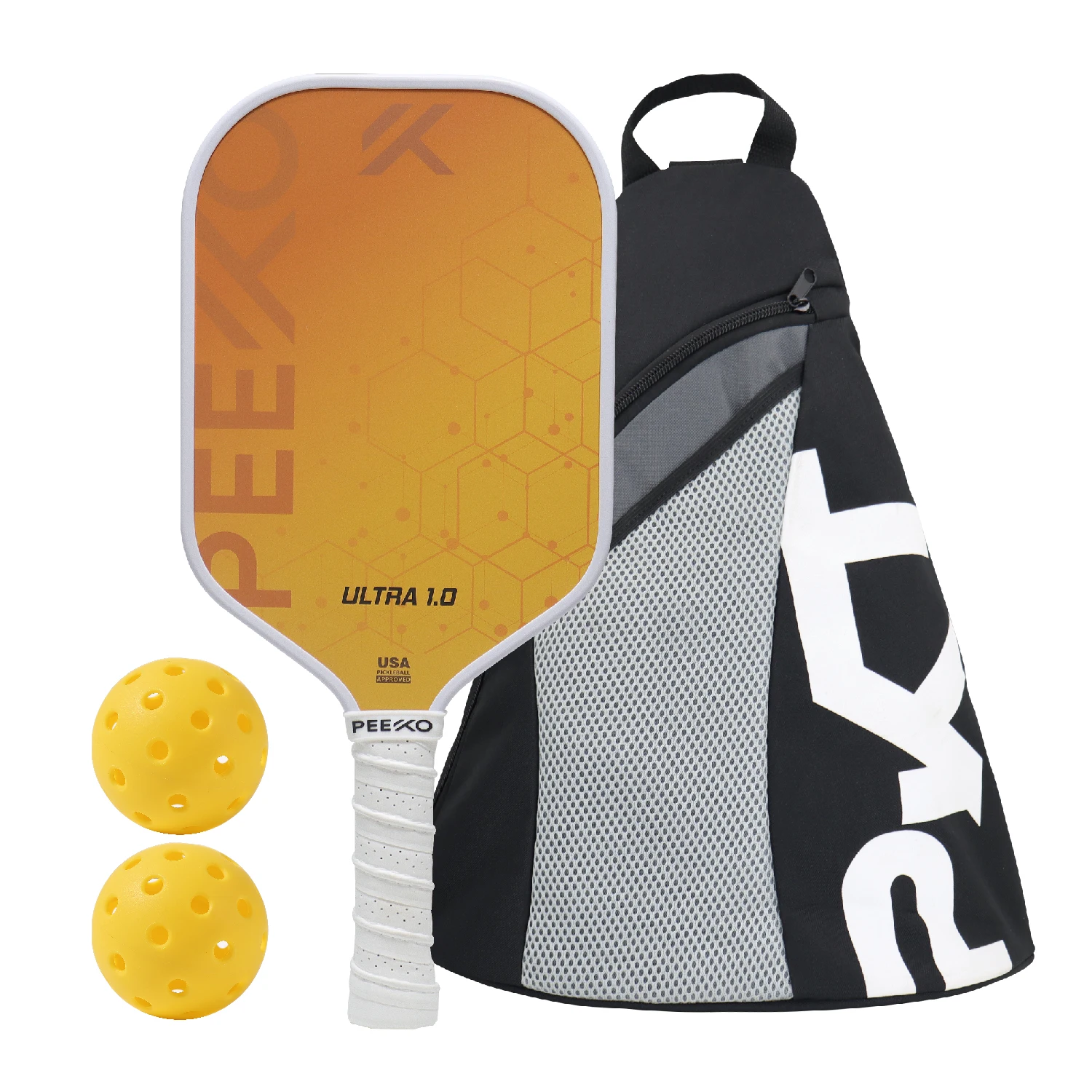 

Набор весла Pickleball из углеродного волокна, улучшенная сумка для переноски Sweet Spot, Control & Power, противоскользящая ручка, 2 мяча для начинающих