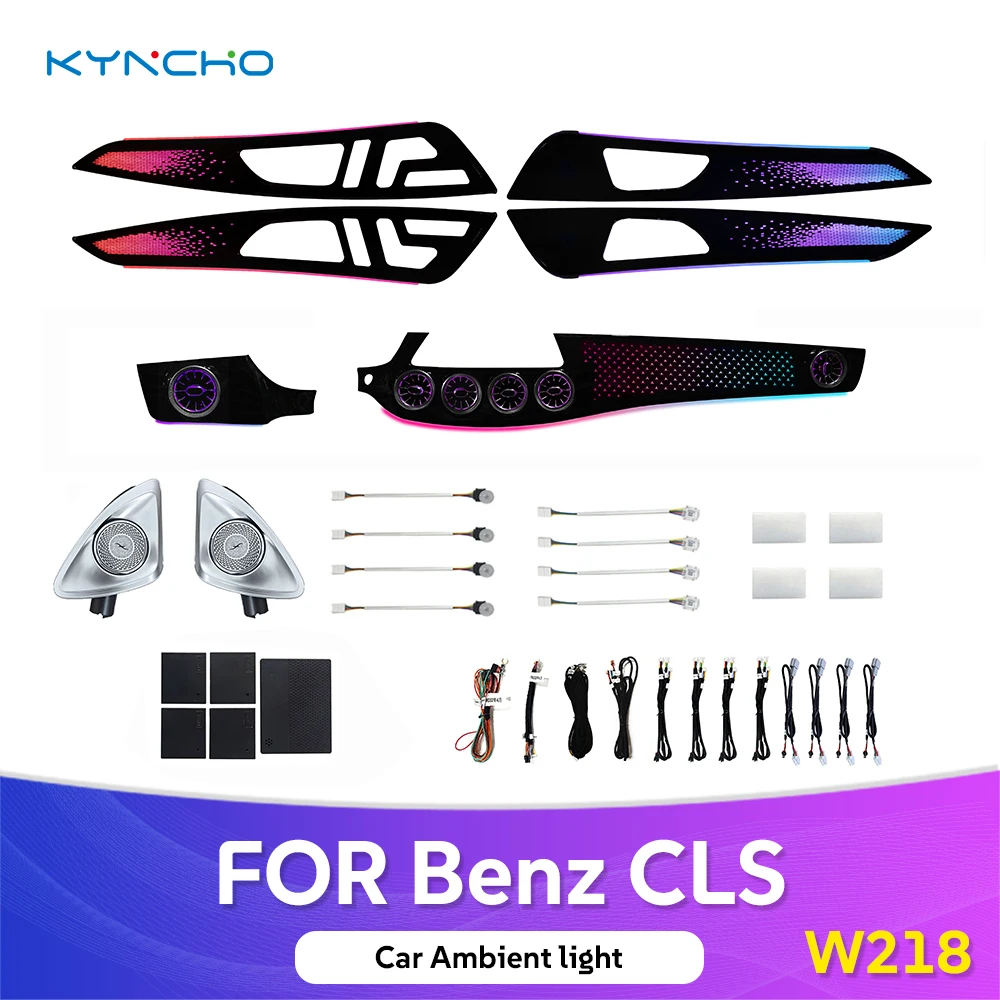 KYNCHO LED Car Ambient Light Kit for Benz CLS C218 CLS63 64 Colors RGB Bluetooth App Control Symphony Auto Interior Lighting