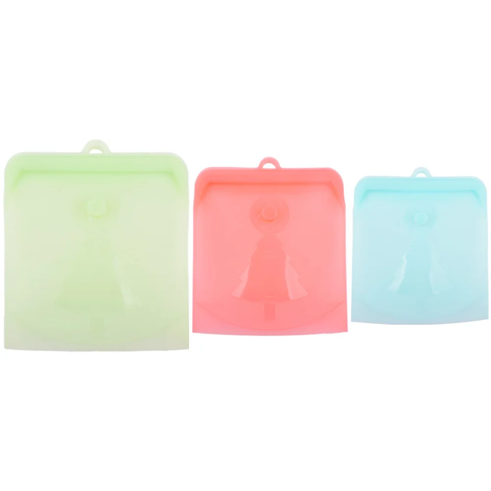

3pcs Silicone Food Bags Reusable Leakproof Storage Freezer Lunch Sandwich Snack Child Safe Durable Kitchen Travel Cabinet