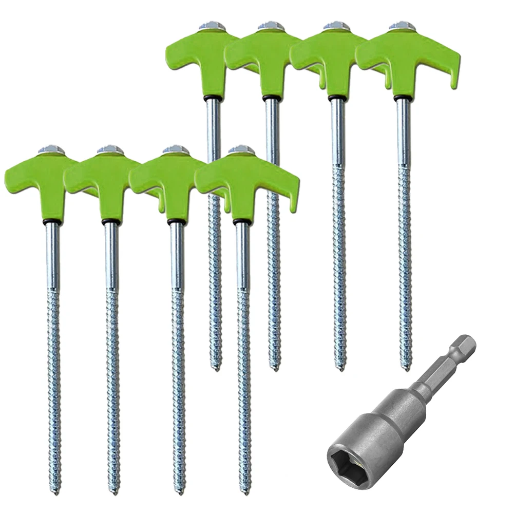 8Pcs Camping Pegs Drill In with Hex Socket Heavy Duty Spiral Screw Stakes Ground Anchors Camping Stakes Tent Ground Nail
