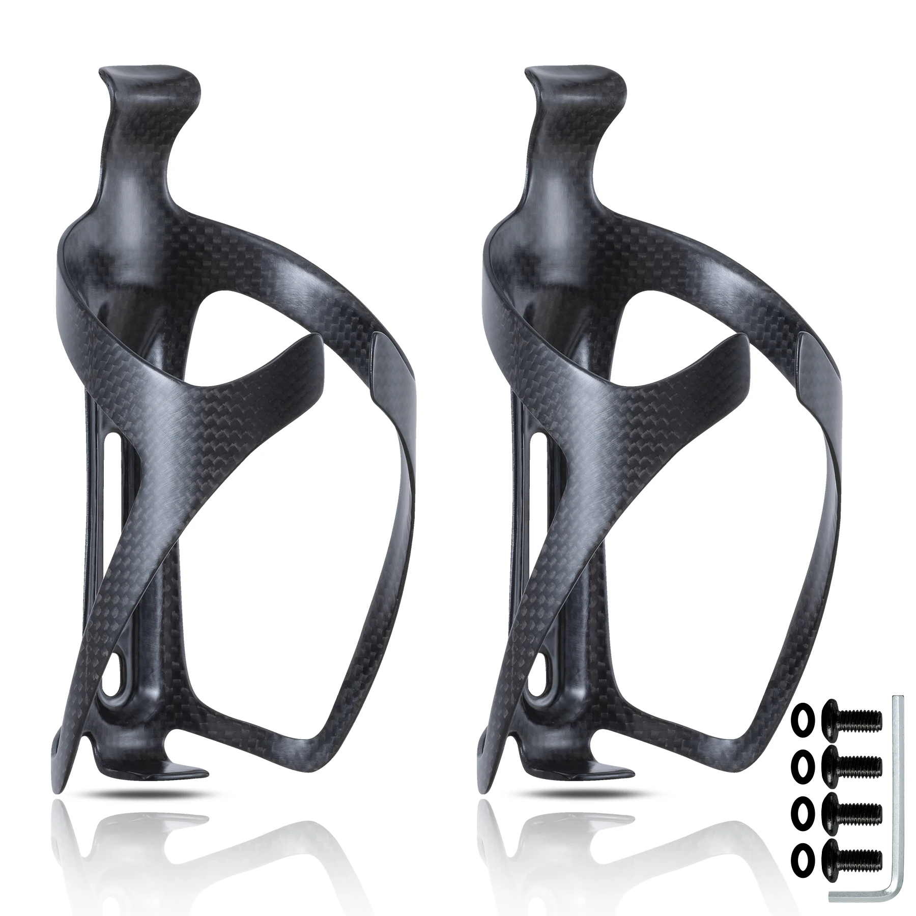 No Logo 3K Carbon Fiber Bicycle Water Bottle Cage MTB Road Bike Water Bottle Holder Cages, Matte Black, Weight (20±2g)