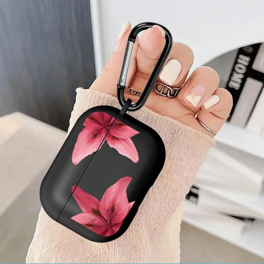 

Red Lily Flower Pattern Case For Airpods Pro2 3 4 1 Pro3 Pro 2 Earphone Cases Cover