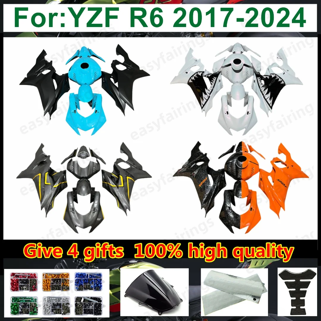 Unpainted ABS Full Fairing Bodywork Kit For R6 YZF‑R6 2017‑2026 Pre‑Drilled Motorcycle Aftermarket Body Panels Fairing Set