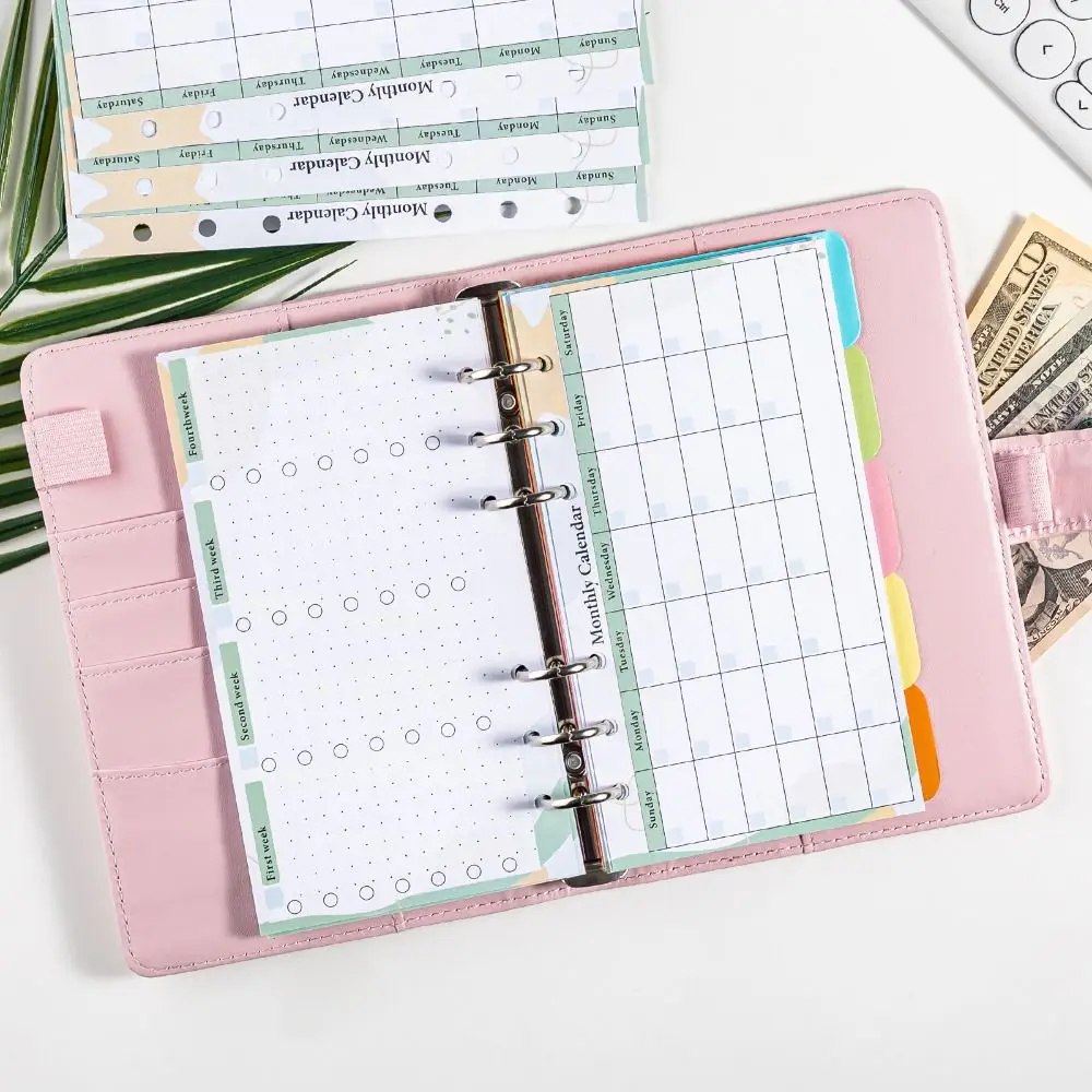 82 Blatt A6 Inside Loose Leaf Nachfüllpapier-Set, grüne Pflanze, bunte innere Nachfüllung, Spiralbinder-Papier-Set, 6 Löcher