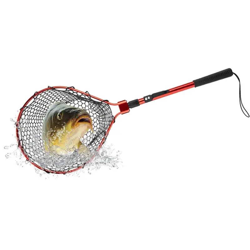 

Foldable Fishing Net Portable Fishing Tool With Long Handle Thickened Silicone Mesh Lightweight Fishing Landing Net With Hook