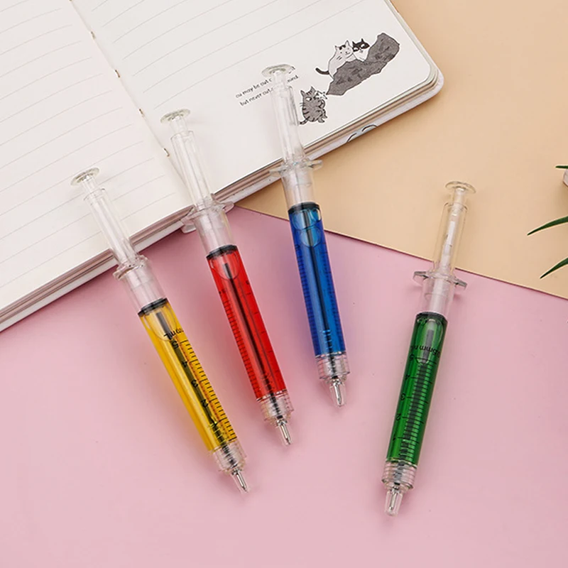 Multi Color Novelty Syringe Needle Shape Ballpoint Creative Styling Needle Pen Office School Stationery Pen Ballpoint Pen