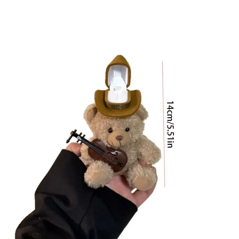 Bear Plush Puppy Doll Ring Box Dog Ring Display Wedding Ring Case Plush Toy Cartoon Couple Rings Holder Proposal