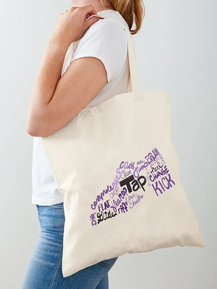 Dance Shoe Filled with Tap Terms Shades of Purple Tote Bag Eco bag shoping bag Women's beach bags tote bags men