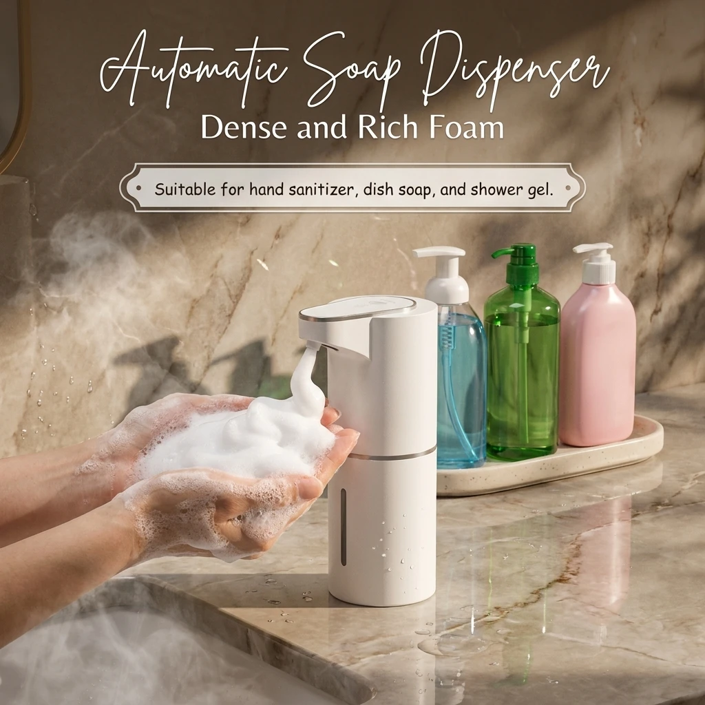 Type-C Rechargeable Touchless Automatic Bathroom Foam Soap Dispenser, Multi-Level Adjustable, Wall-Mounted & Vertical Dual Use