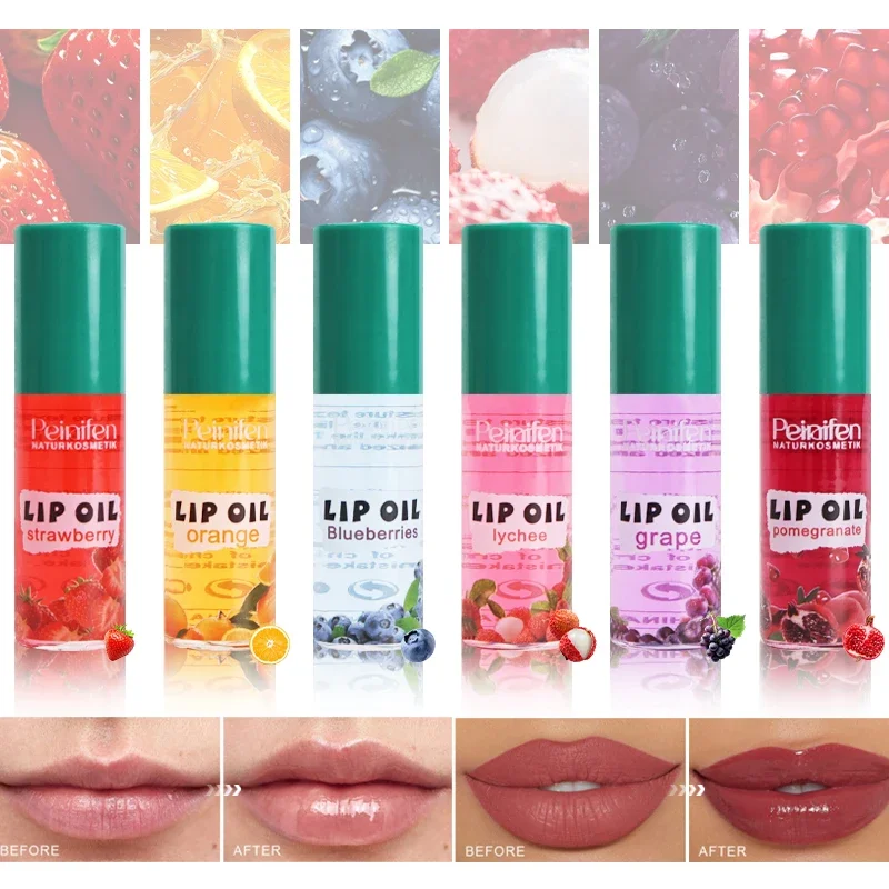 6 Pcs Roll On Lip Oil Fruit Scented Moisturizing Treatment For Chapped Lips Care