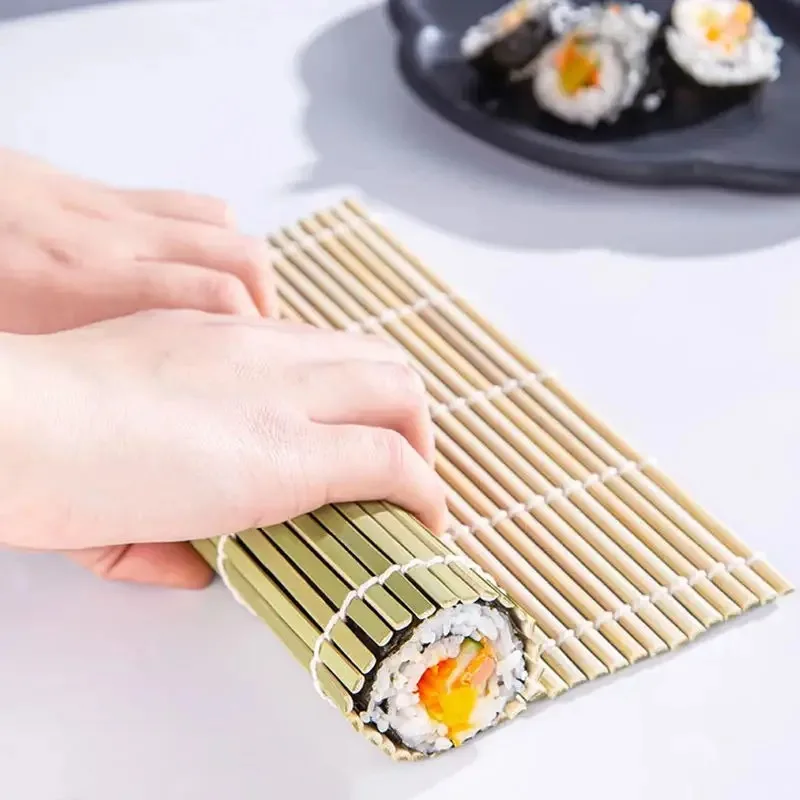 Bamboo Green Skin Sushi Curtain Sushi Tools Handmade Bamboo Curtain Non-stick Health Safety Portable Kitchen Utensils