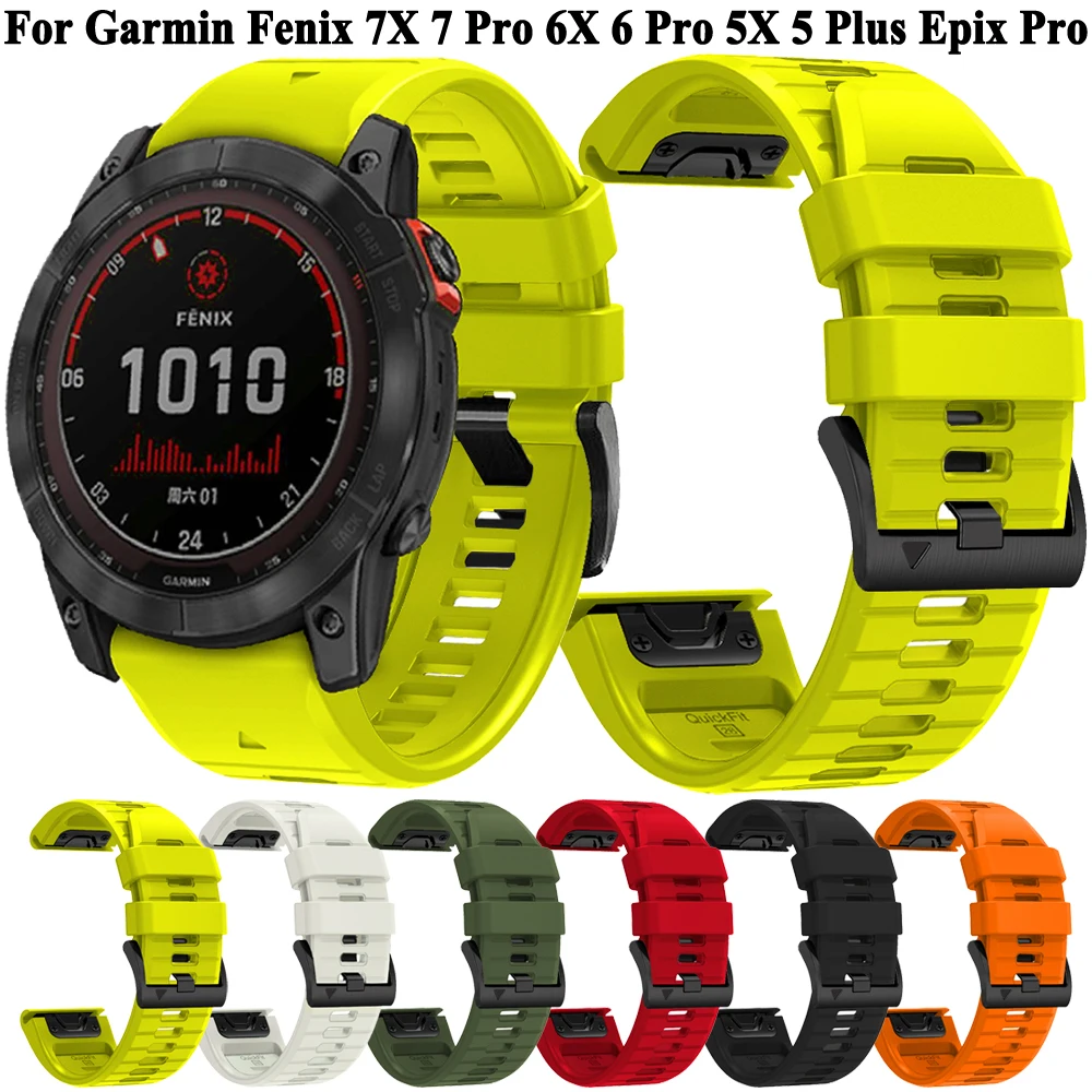 

Ремешок для часов Quickfit, силиконовый браслет для Garmin Fenix 7 7X Pro 6 6X Pro 5 5X Plus Epix Pro Gen 2 Forerunner 965 955 945, 22 мм 26 мм