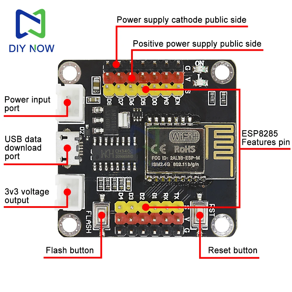 Strong ESP8285 ESP-M2 module WIFI development board CH340C built-in Tensilica L106 ultra-low power 32-bit microprocessor