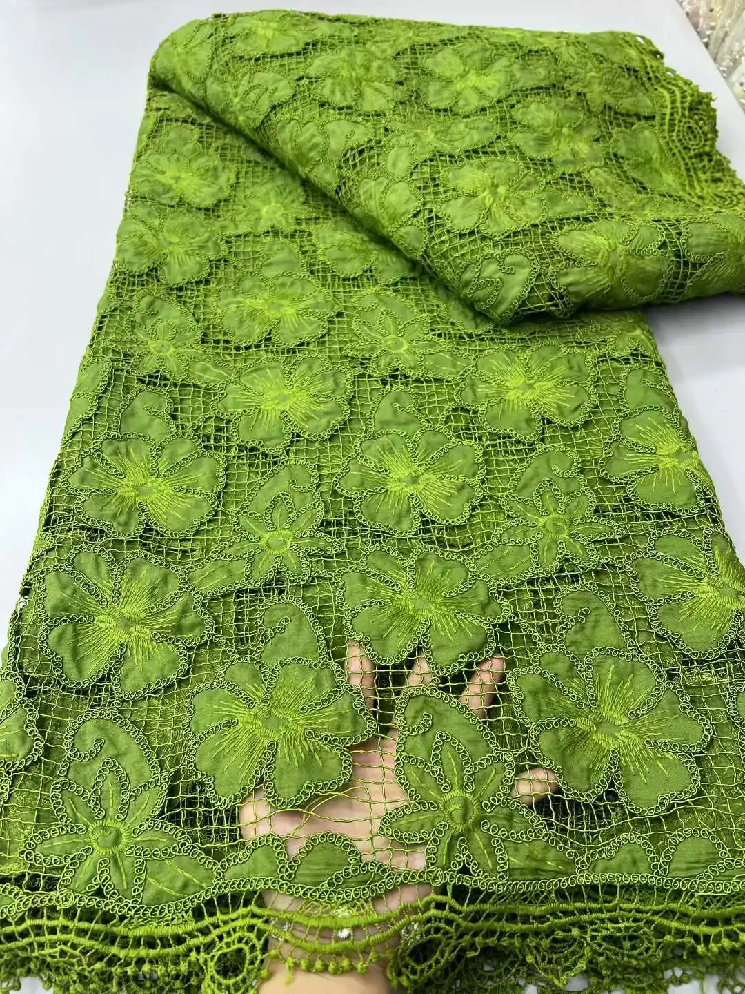 African Milk Silk Cord Lace Fabric 2025 High Quality Lace Water Soluble Nigerian Guipure Cord Laces For Wedding Party Dresses