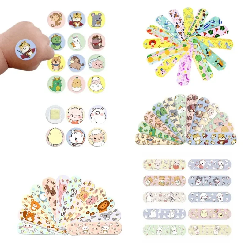 120pcs/set Cartoon Band Aid Cute Pattern Sticking Plaster for First Aid Strips Round Wound Dressing Patch Adhesive Bandages