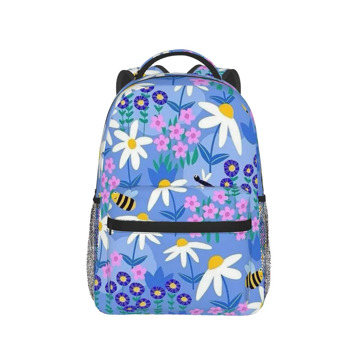 

Bee And Daisy In Blue Background Backpack Hot Sale Daypack Large Capacity Kids BookBag School Bag Shoulder Bags for Men Women