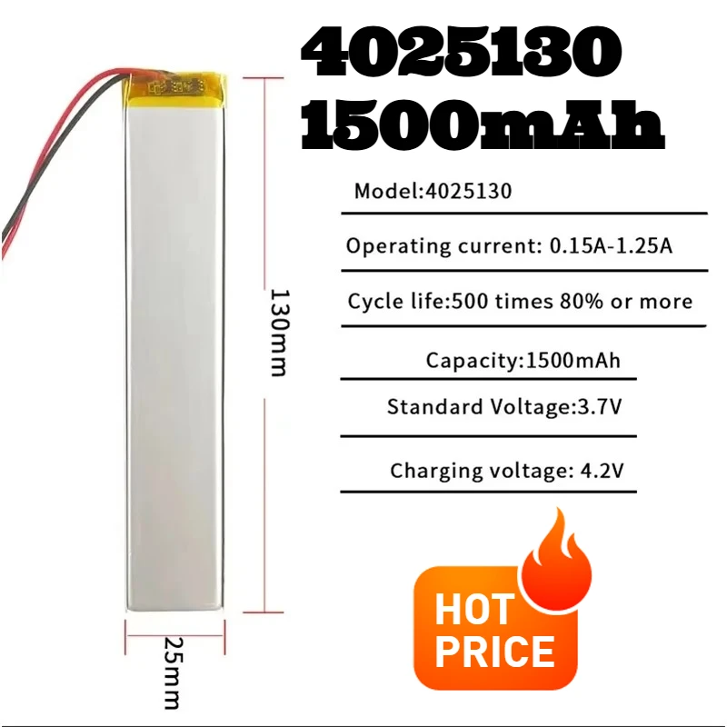 1-10pcs 4025130 1500mAh Lipo Battery 3.7V Lithium Polymer Batteries for Cabinet Stair Sensor Light LED Lights Cell E-book