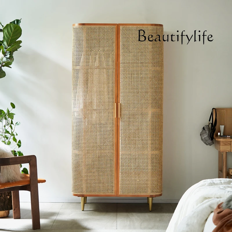 Nordic rattan wardrobe is surprisingly quiet, simple and modern storage cabinet