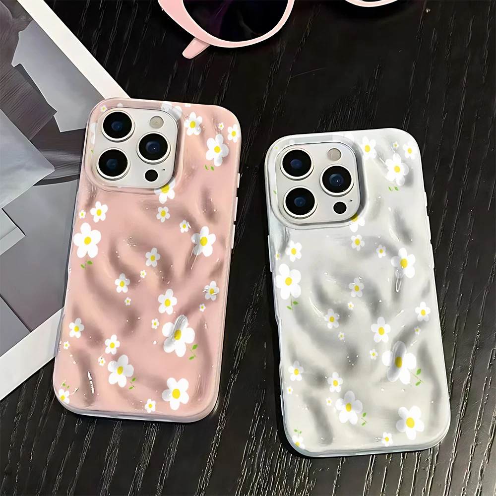 Daisy Pattern Phone Case For Iphone 13 Pro Max 14 Air 16 Plus 11 12 17 Soft Daily Protector Shell Case Funda Bumber