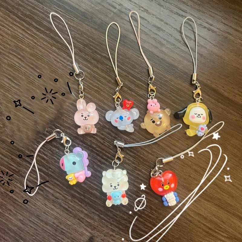 Kawaii Bunny Dog Cartoon Resin phone Charms keychain Jewelry Diy Concert Fans  KPOP mascot phonecharms