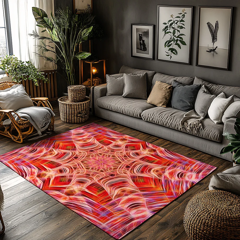 Abstract Red Purple Swirl Area Rug Modern Non-Slip Floor Mat Living Room Bedroom Decor Home Carpet Washable Indoor Outdoor Rugs