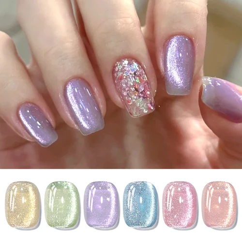 Imagen 2 del producto BORN PRETTY Juego de esmaltes de uñas de gel magnético de gato de cristal para primavera y verano Kit de manicura de gel magnético con purpurina pastel