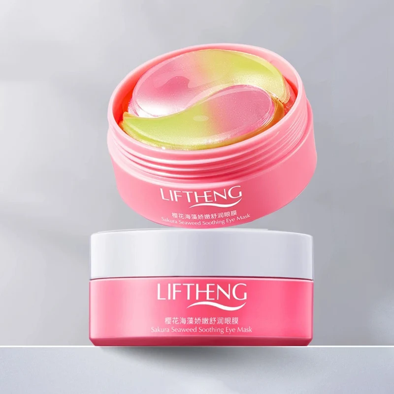 60pcs/box Seaweed Sakura Crystal Collagen Eye Mask Anti Dark Circles Moisturizing Anti-aging Eye Patches Gel Masks Skin Care