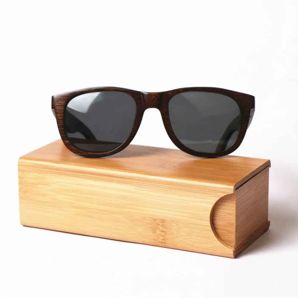 Pressure-resistant Bamboo Glasses Box Portable Square Wooden Sunglasses Case Without Glasses Sunglasses Box Women