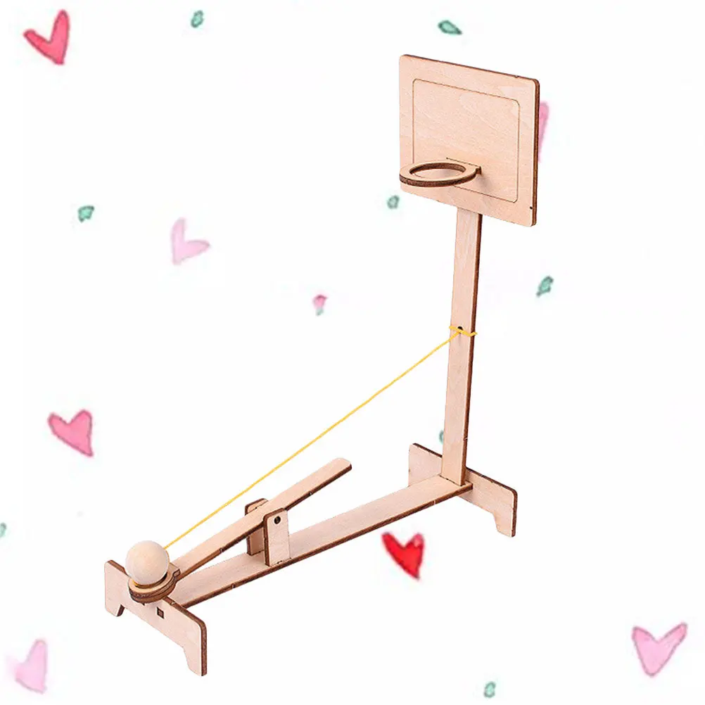2Pcs Creative Wood Shooting Machine Leverage Theory DIY Educational Equipment for Kids Students Science Experiment Basketball