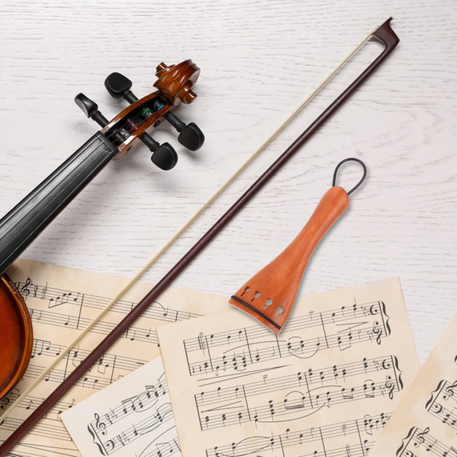 

1Set Violin Tailpiece Wooden Replacement Tailgut Durable Accessory Kit for String Repair Violin Parts