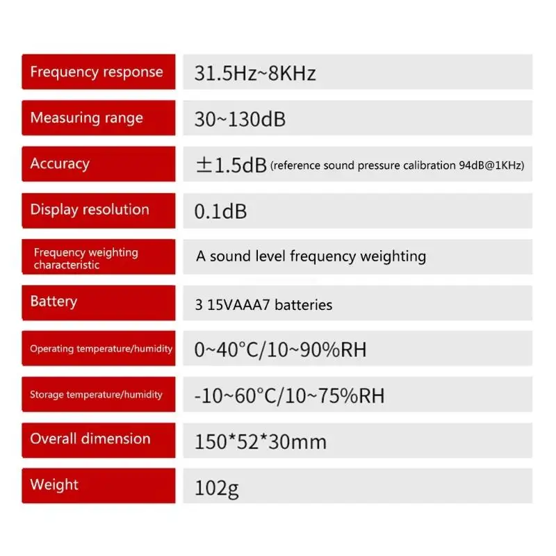 Imagem -03 - Medidor Nível Som Digital 30130db Decibel Medição Ruído Testador Ruído Manual