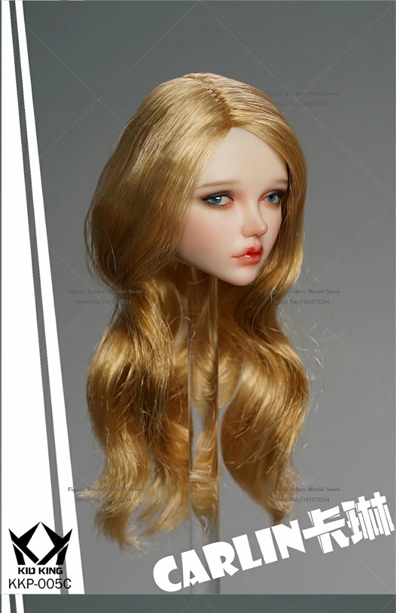 KID KING KKP005 1/6 CARLIN หุ่นจำลองแบบขยับตาได้ ดีไซน์หัวประณีต ผมสีน้ำตาลแดงหยิก ของเล่นตกแต่งสำหรับตุ๊กตาผู้หญิงขนาด 12 นิ้ว
