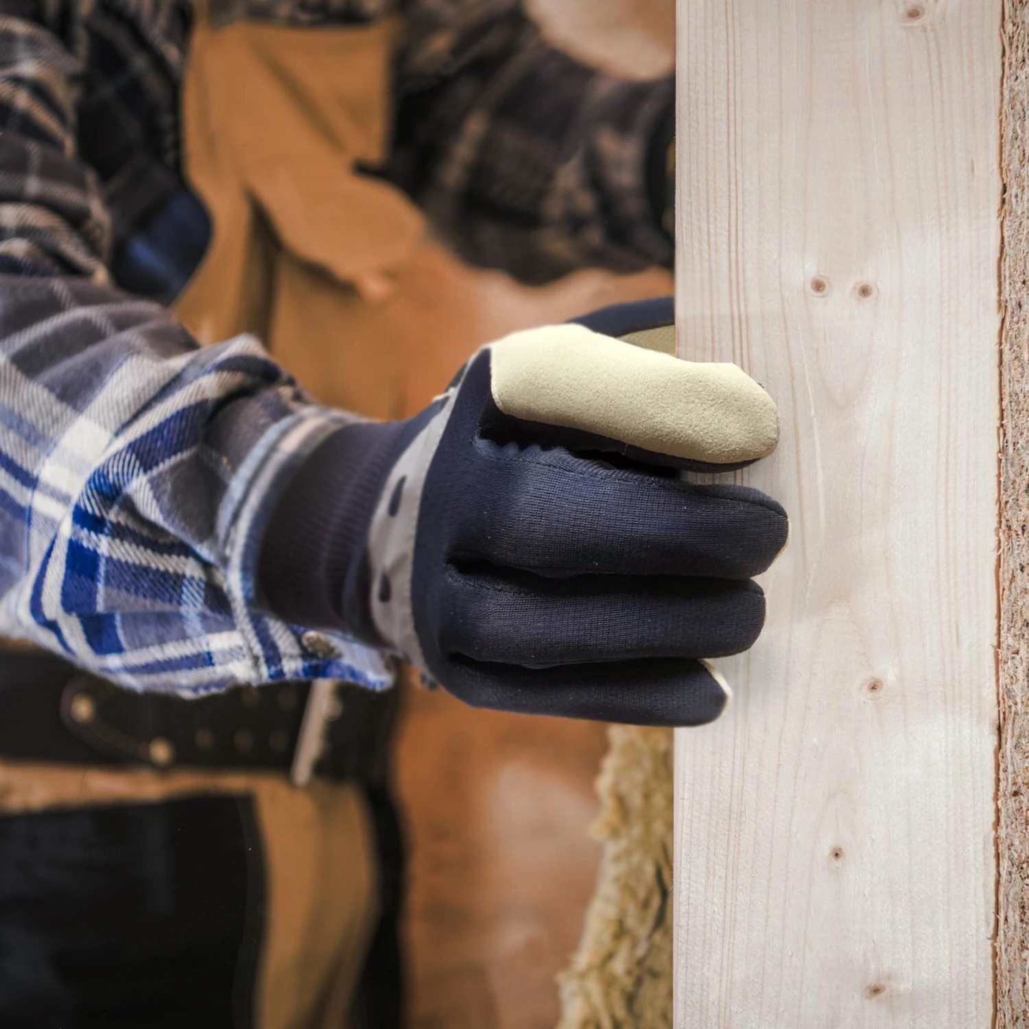 قفازات عمل شتوية 1P، راحة صناعية مع حشوة معززة على المنشعب بالإبهام، تقدم حماية ضد الإبهام #5