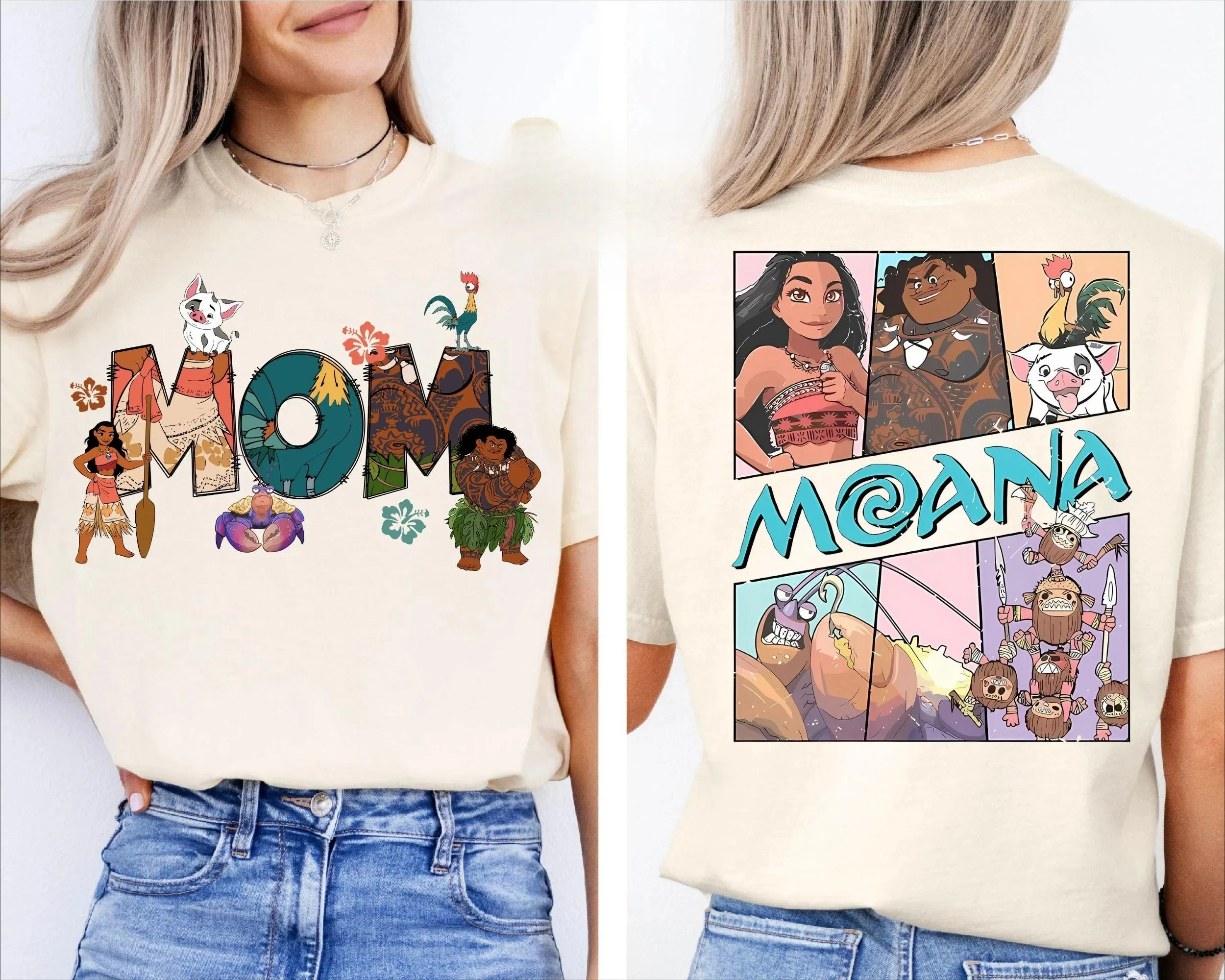 

Семейные футболки Disney Moana для мамы, папы и принцессы Моаны, мужские и женские всесезонные базовые слои из хлопка