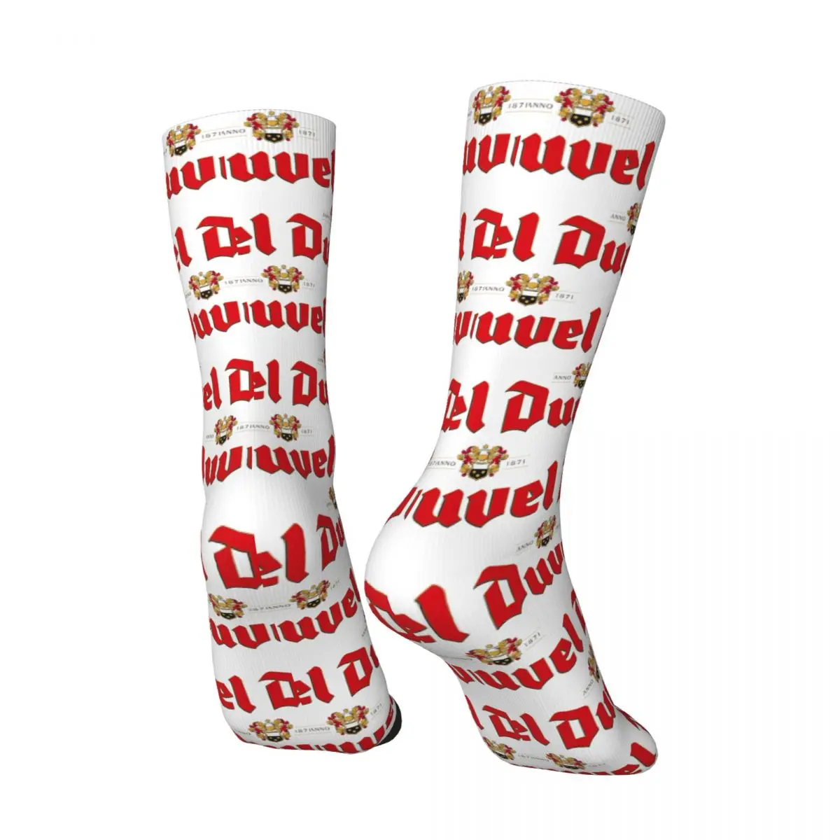 All Seasons Custom Duvels Logo Socks Harajuku Crew Socks Hip Hop Stockings for Men Women Valentine's Day Gifts