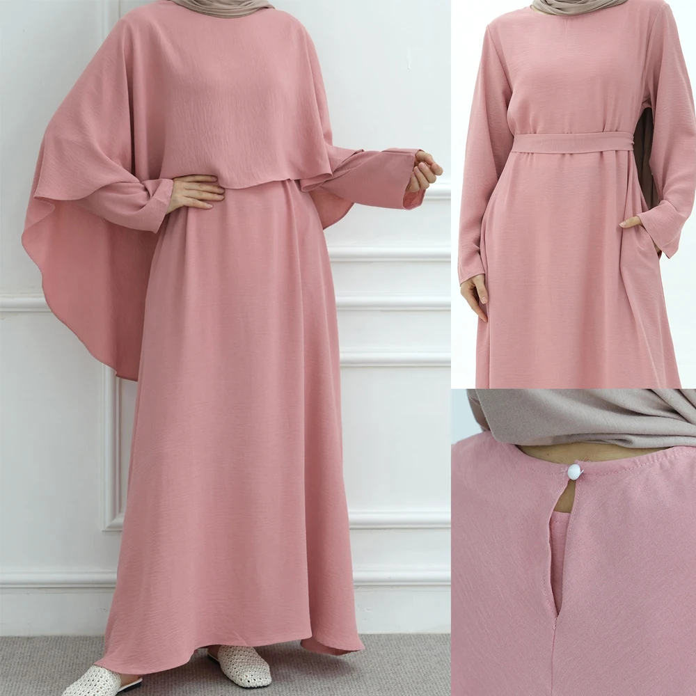 

Новое модное мусульманское длинное платье для женщин Ислам Абая Скромные платья Обычная накидка Дубая Абая Плащ Джалабия Кафтан Джеллаба Комплект из 2 предметов