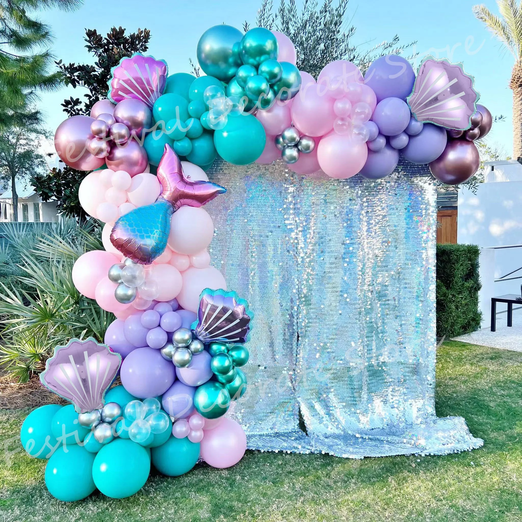 137 pz coda di sirena palloncino arco ghirlanda Kit a forma di conchiglia palloncino stagnola bambino ragazze compleanno Baby Shower Ocean PaSrty